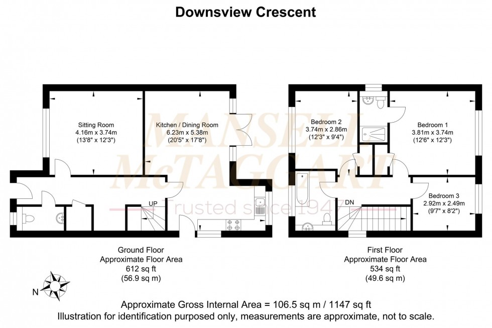 Floorplan for Downsview Crescent, Uckfield, TN22