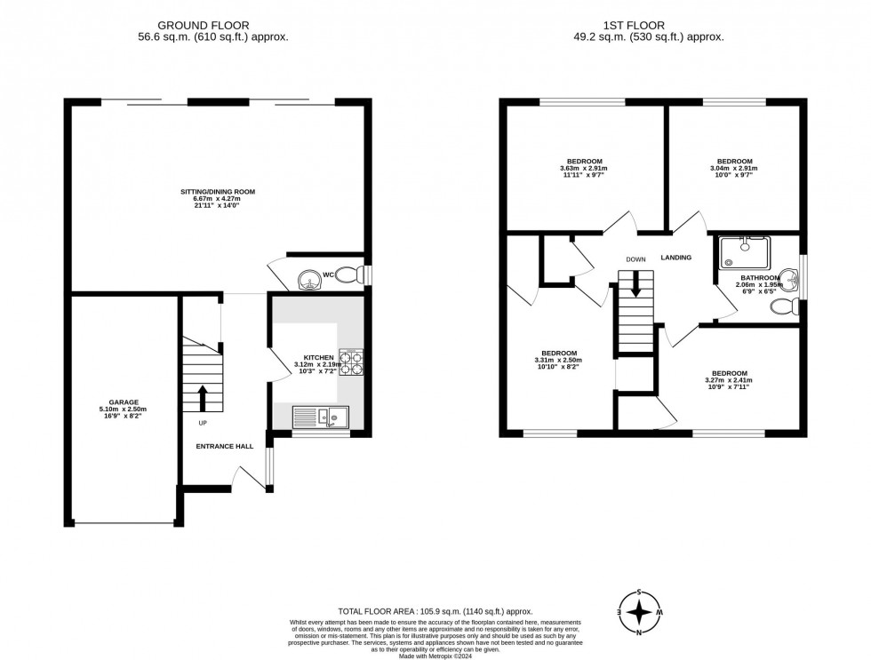 Floorplan for Parkfield Close, Crawley, RH11