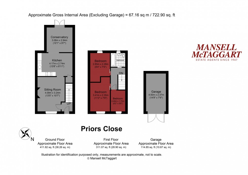 Floorplan for Priors Close, Upper Beeding, BN44