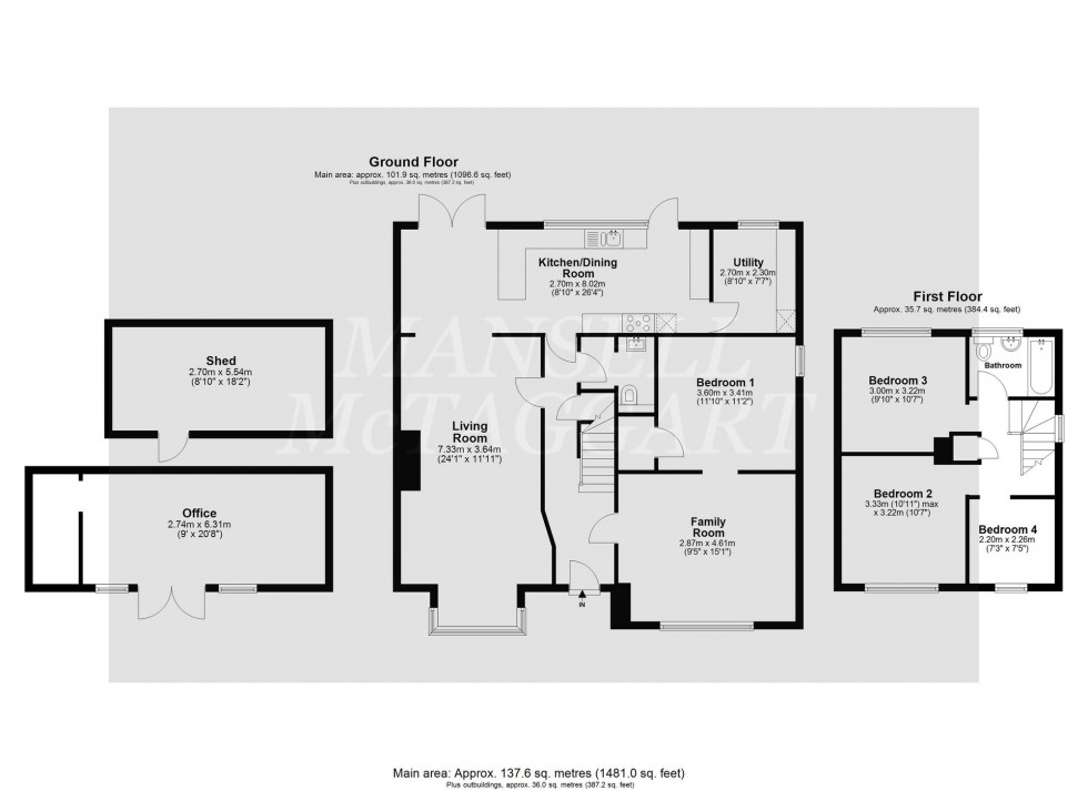 Floorplan for Woodside Crescent, Smallfield, RH6