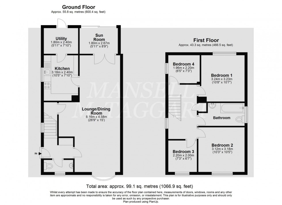 Floorplan for Estcots Drive, East Grinstead, RH19