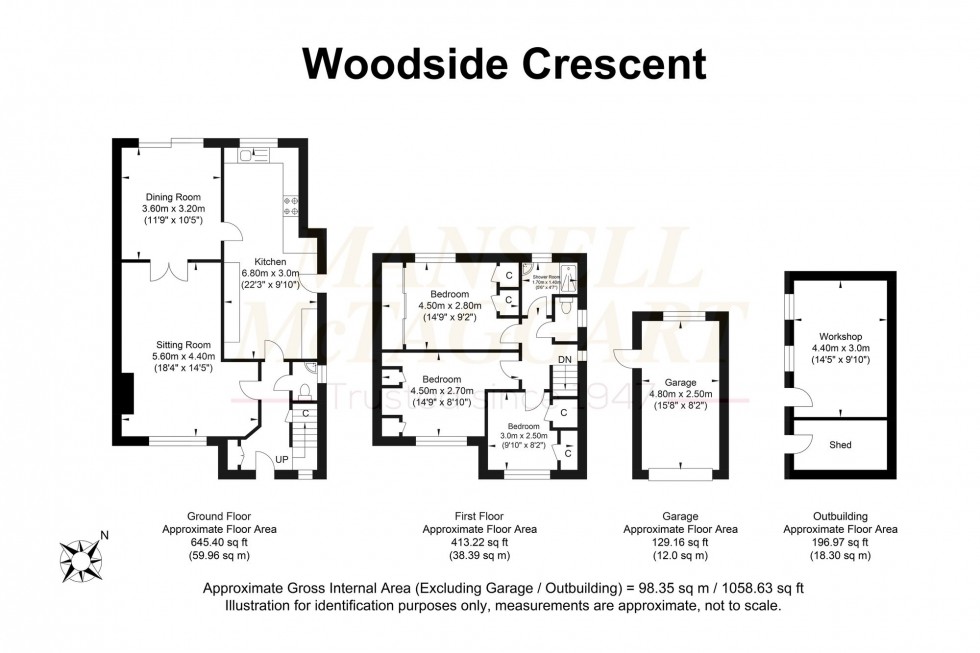 Floorplan for Woodside Crescent, Smallfield, RH6