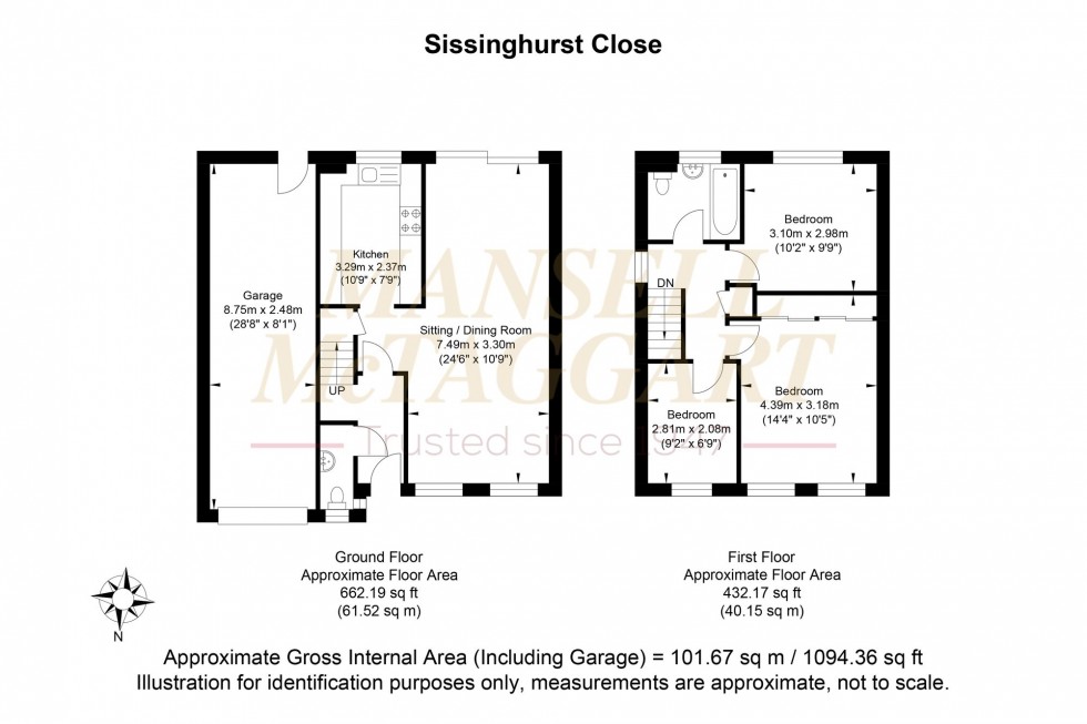Floorplan for Sissinghurst Close, Crawley, RH10