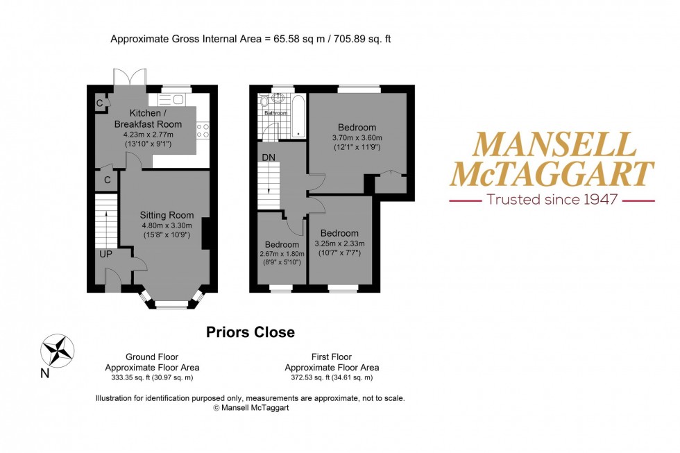 Floorplan for Priors Close, Upper Beeding, BN44