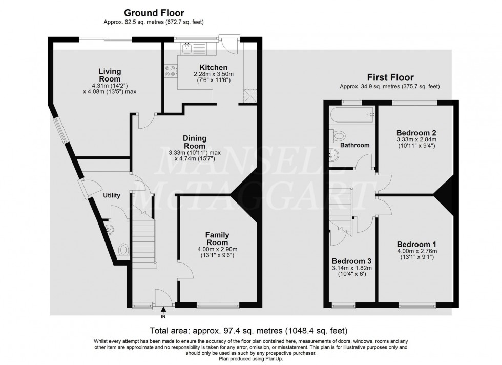 Floorplan for Copse Close, East Grinstead, RH19