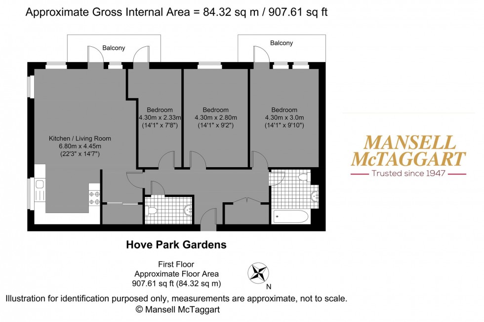 Floorplan for Hove Park Gardens, Park House, BN3