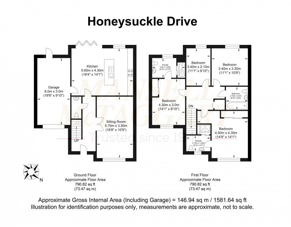 Floorplan for Honeysuckle Drive, Billingshurst, RH14