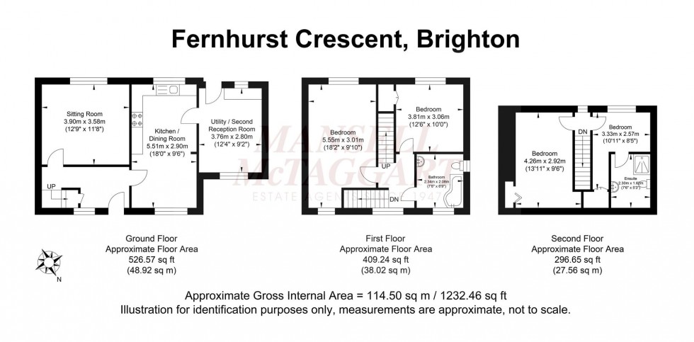 Floorplan for Fernhurst Crescent, Brighton, BN1