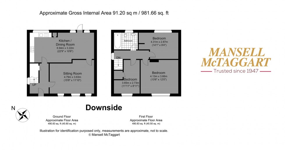 Floorplan for Downside, Brighton, BN1